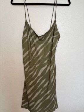 Abercrombie & Fitch Olive Zebra-Print Slip Dress